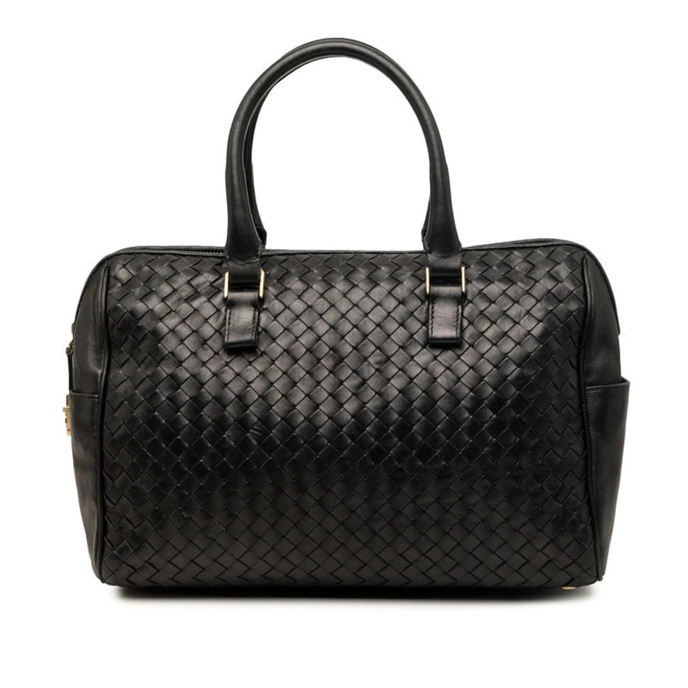 Bottega Veneta Intrecciato Handbag Black Leather Bottega Veneta